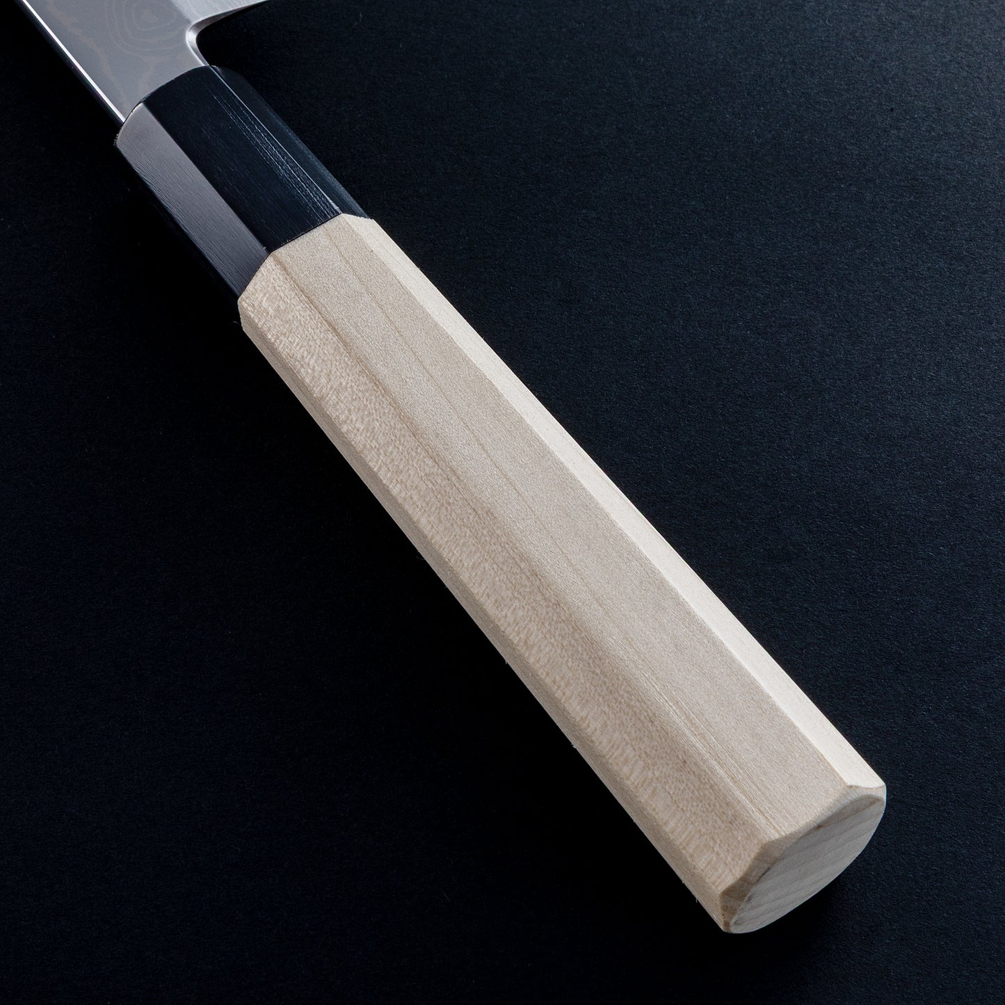 郷右馬允義弘　銀三鋼墨流し　先丸蛸引300㎜ 　朴八角柄