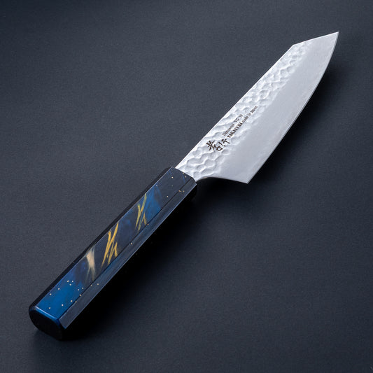 堺孝行　33層ダマスカス鋼　剣型三徳160㎜　樫漆シリーズ　彩宇