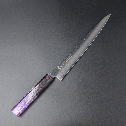 堺孝行　VG-10　33層ダマスカス　和筋引240㎜　樫漆シリーズ　琳凰紫柄