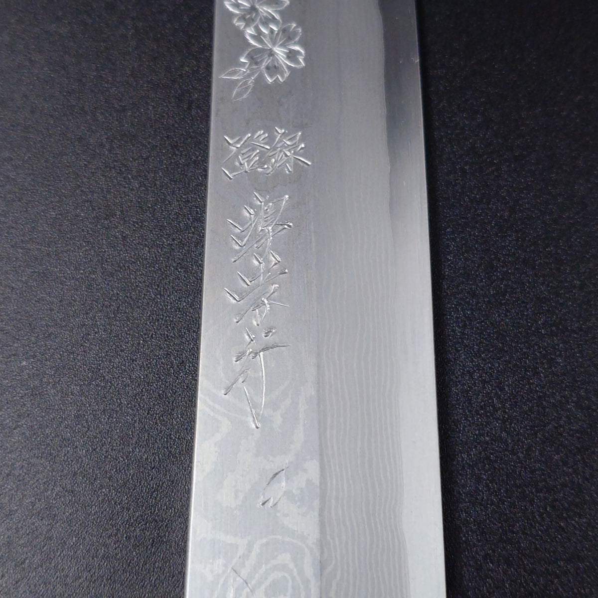 堺孝行　飛燕片刃銀三鋼墨流　華吹雪270mm　塗鞘ピン付