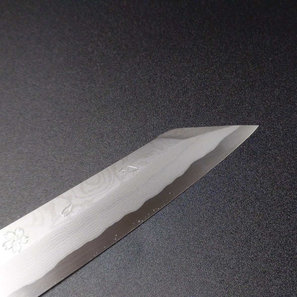 堺孝行　飛燕片刃銀三鋼墨流　華吹雪270mm　塗鞘ピン付