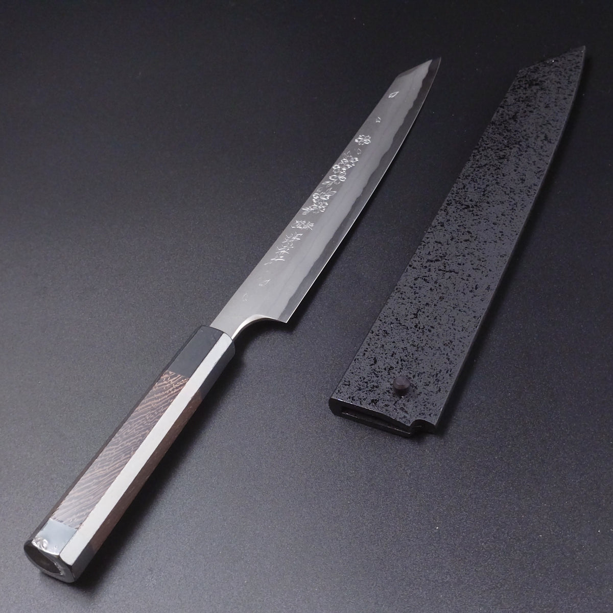 堺孝行　飛燕片刃銀三鋼墨流　華吹雪270mm　塗鞘ピン付