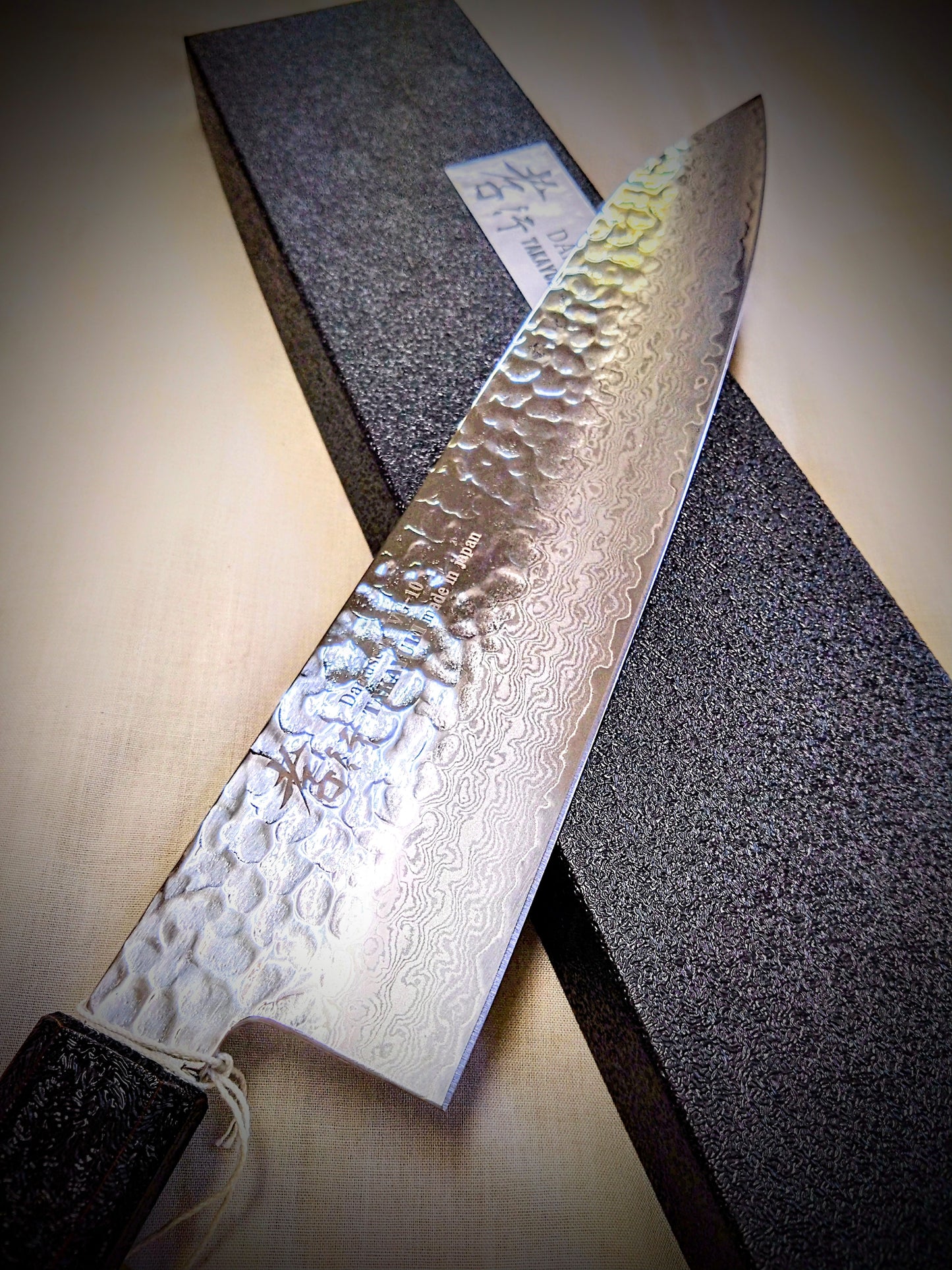 堺孝行　VG-10　33層ダマスカス　剣型牛刀190㎜　樫漆シリーズ　琳凰青